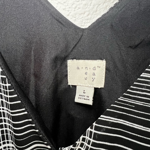 A New Day Black White Plaid Dress Sleeveless V-Neck Lined Size Large L - Picture 3 of 7